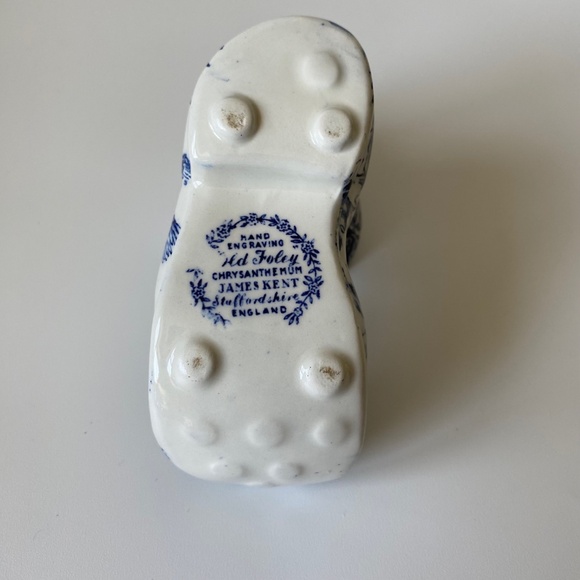 Old Foley James Kent Boot Shoe with Blue Chrysanthemum 1950s Staffordshire Engla - Picture 10 of 10